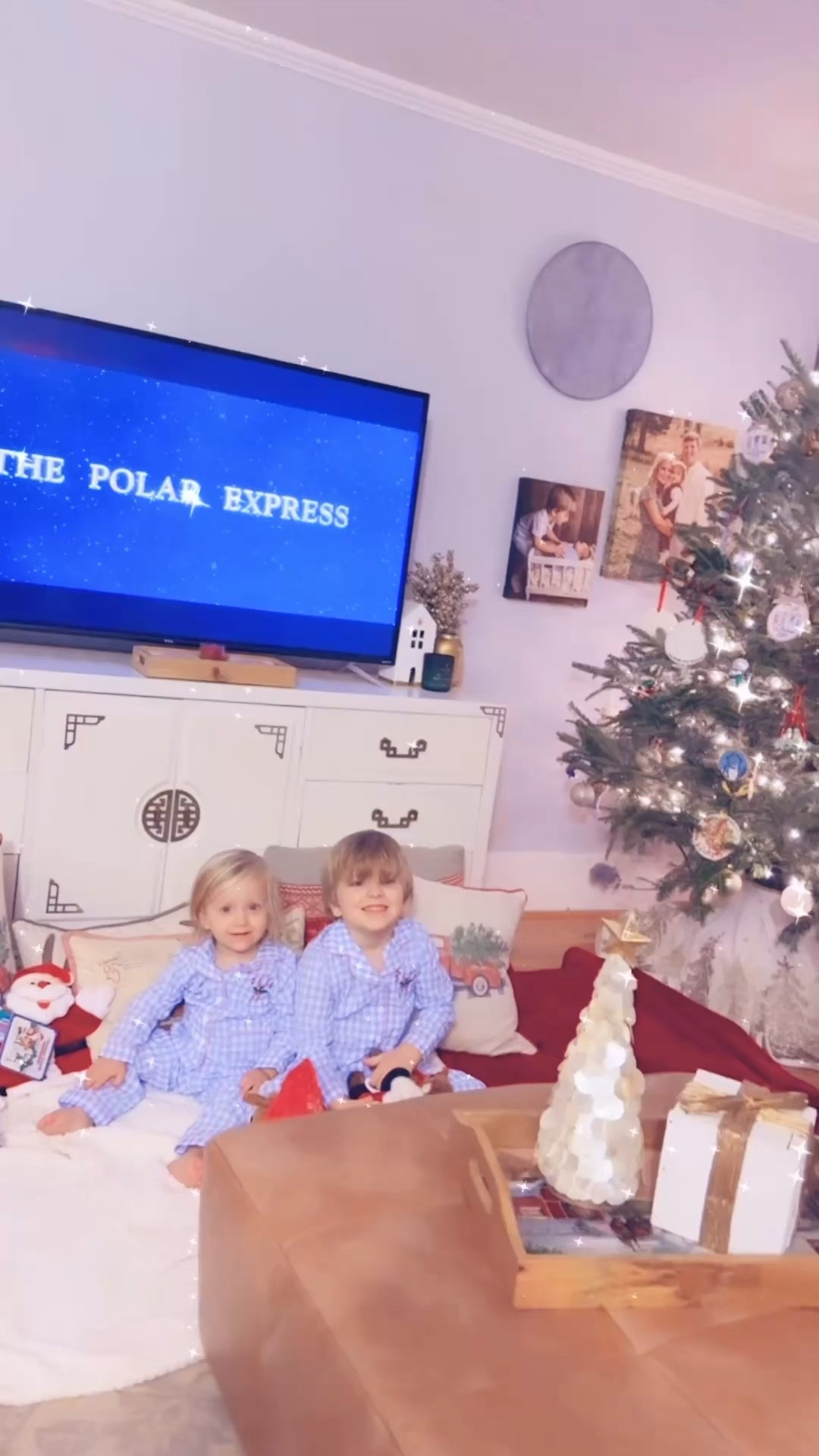 This cozy December Friday night called for another one of our most favorite Christmas traditions of all - our Polar Express movie night!! 🚂🎅🏻🎥🎁🎞️ Matching gingham jammies 🥰🩵 for our sweet Santa babies 👶🏼❤️, Christmas tree 🎄 cookies 🍪, and all the blankets and pillows out for the best kind of holiday movie night by the tree!! 🌲 Oh my heart is so full ❤️ and grateful for this precious family of mine this time of year!! 🌟🫶🏽

#LTKKids #LTKHoliday #LTKBaby