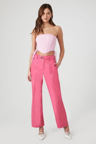 Faux Leather Belted Trouser Pants | Forever 21 (US)