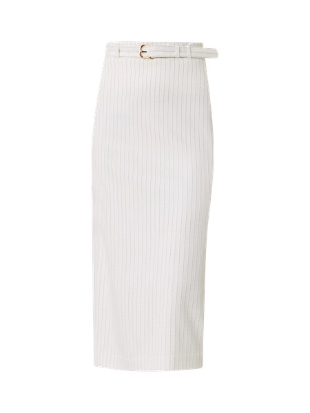 Pinstripe Belted Midi Pencil Skirt | Ann Taylor
