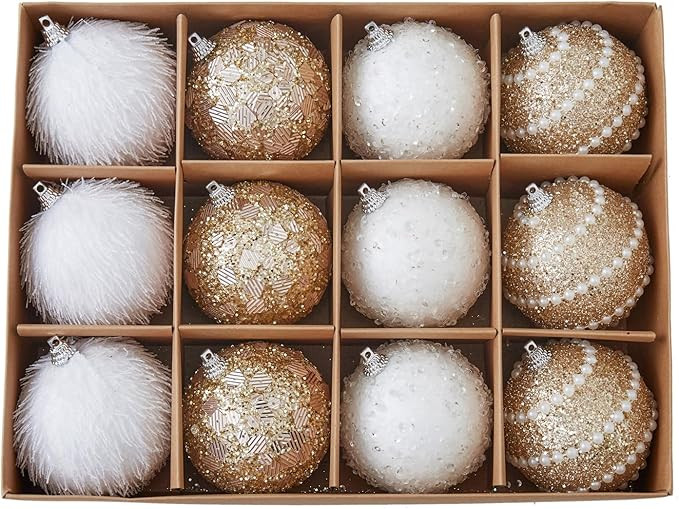 Champagne Gold Christmas Ball Ornaments, Christmas Ball Decorations Shatterproof Plastic Hanging ... | Amazon (US)