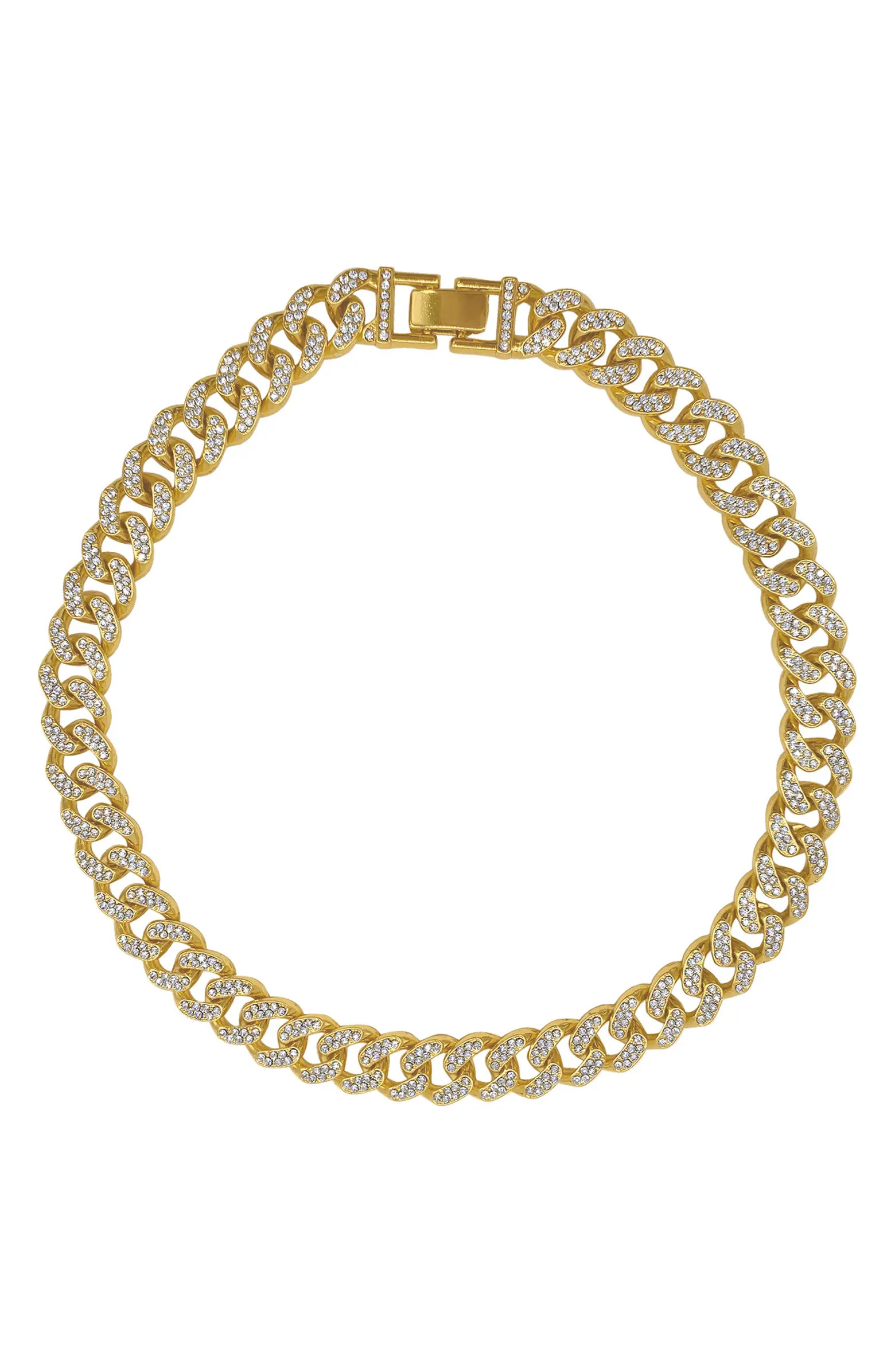 14K Gold Plated Pavé CZ Curb Chain Necklace | Nordstrom Rack