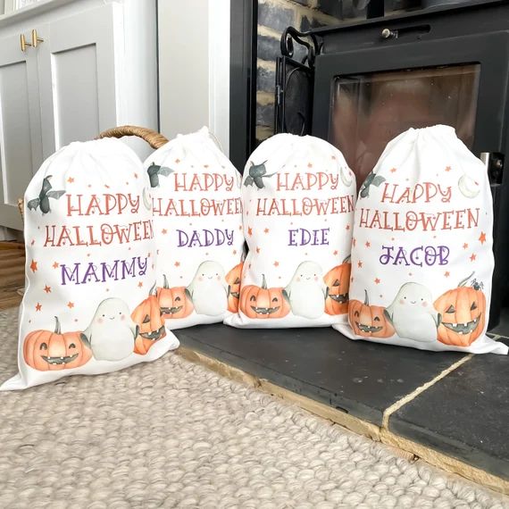 Halloween treat bag, trick or treat bag, trick or treat, personalised halloween bag, personalised... | Etsy (US)