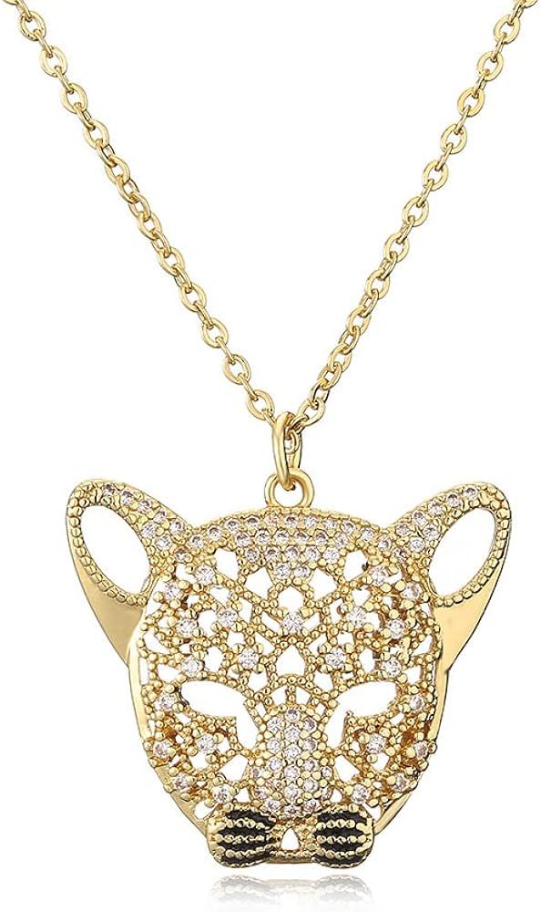 Moissanite Stackable 18k Gold Necklace Panther Necklace Gold Plated Necklace for Women Statement ... | Amazon (US)