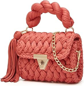 Chunky Yarn Knit Crochet Tote Purse Crossbody Bags for Women - Handwoven Evening Clutch Flap Shou... | Amazon (US)