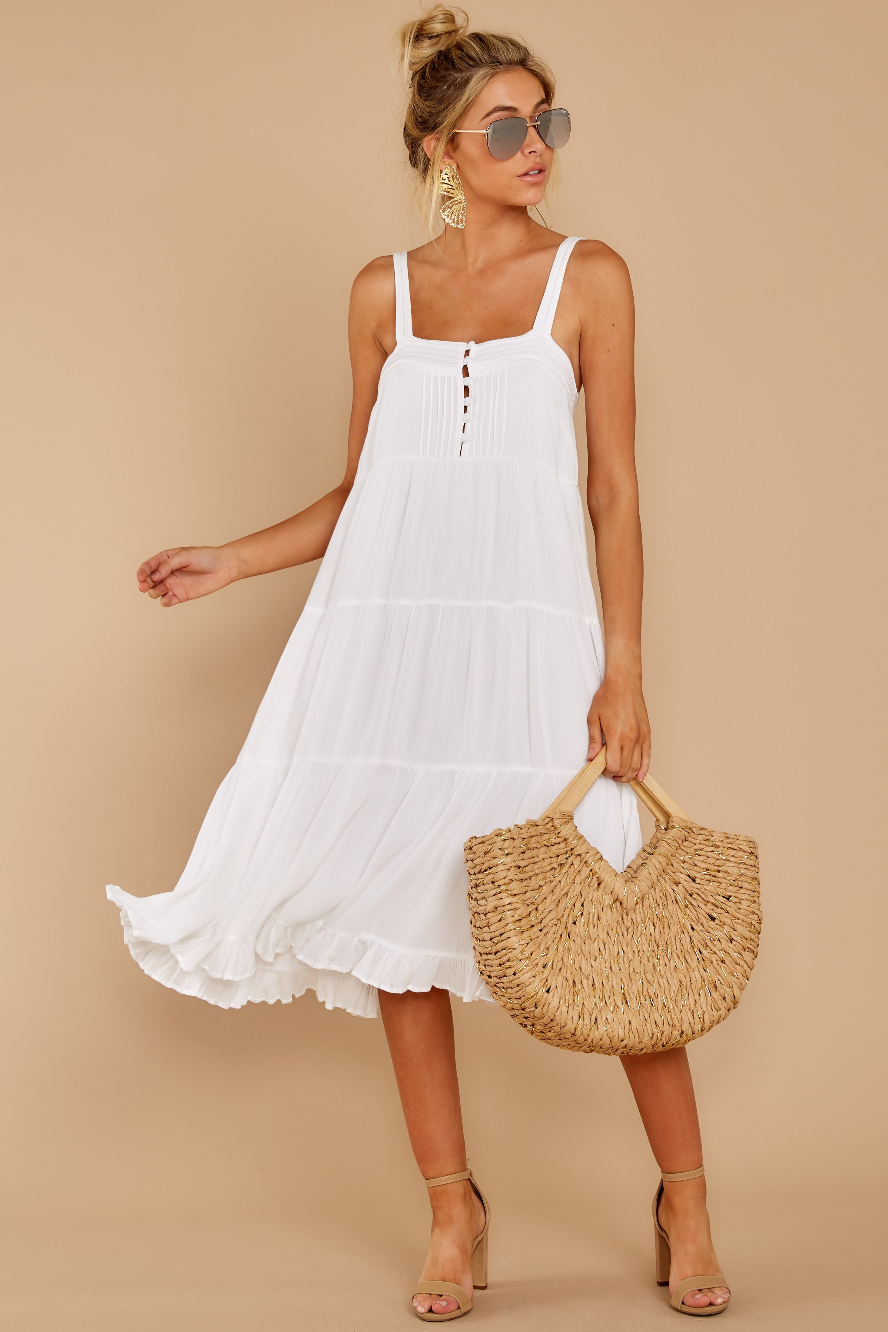 Thinking Out Loud White Midi Dress | Red Dress 