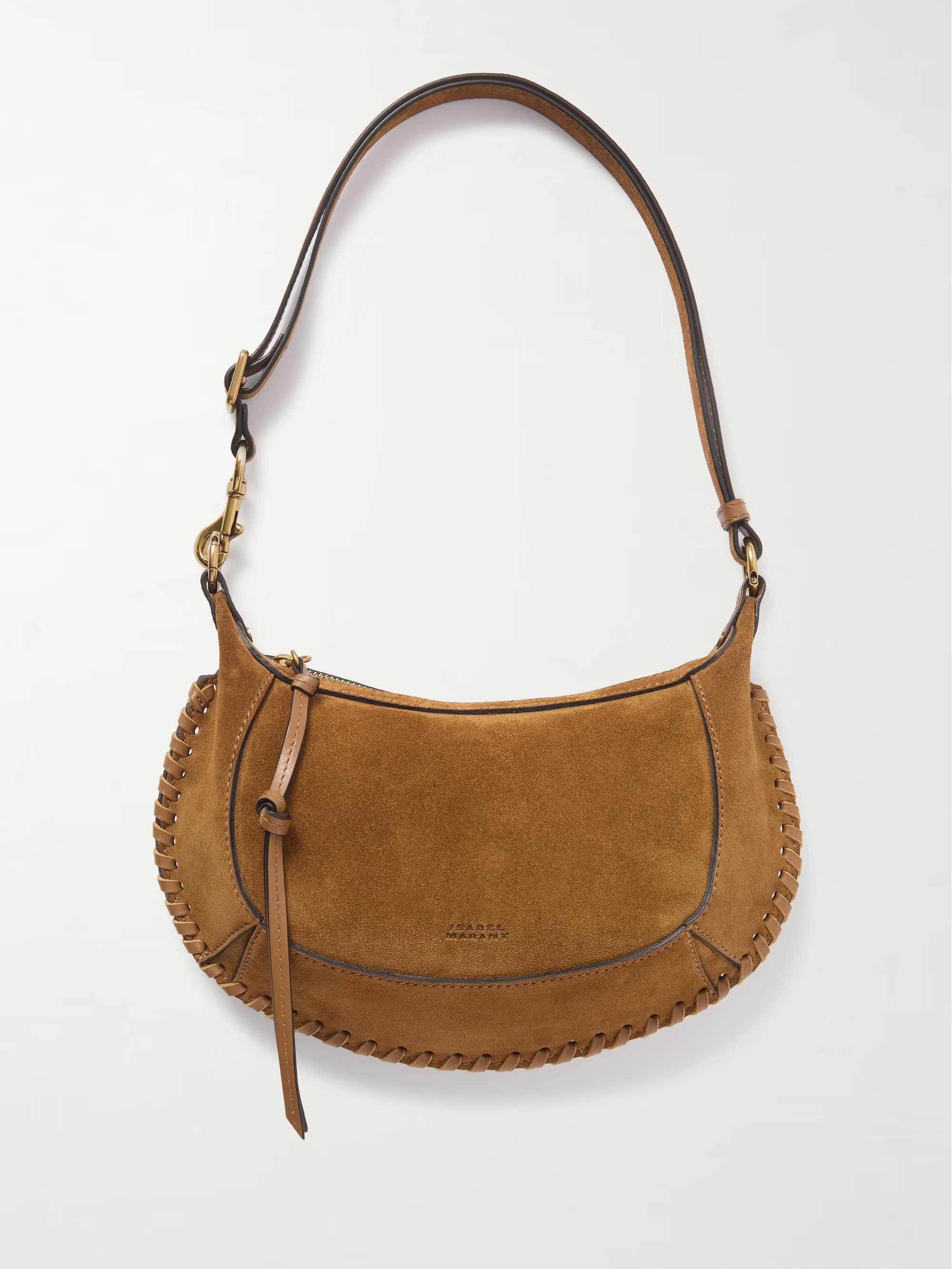Oskan Moon whipstitched leather-trimmed suede shoulder bag | NET-A-PORTER (US)
