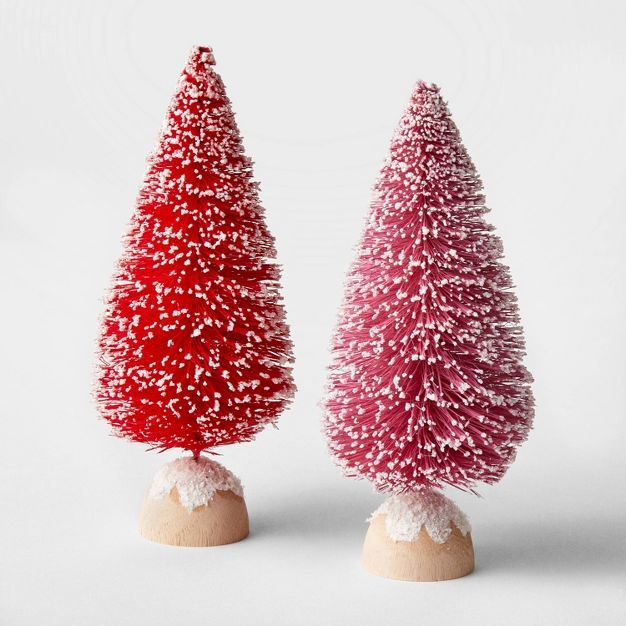 2ct 6&#34; Decorative Sisal Bottle Brush Tree Set Pink/Red - Wondershop&#8482; | Target