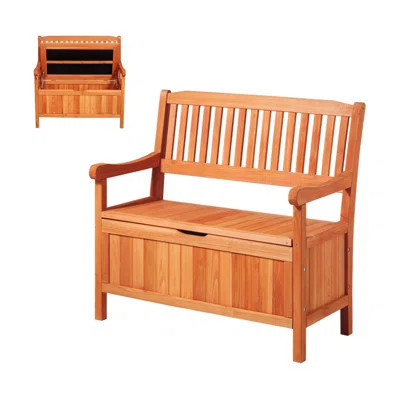 Outdoor Storage Bench, 2-Person Wooden Storage Bench, 33 Gallons Deck Box With Side Handle, Supports Up To 705 Lbs, Weatherproof Outdoor Seating And P | Wayfair North America