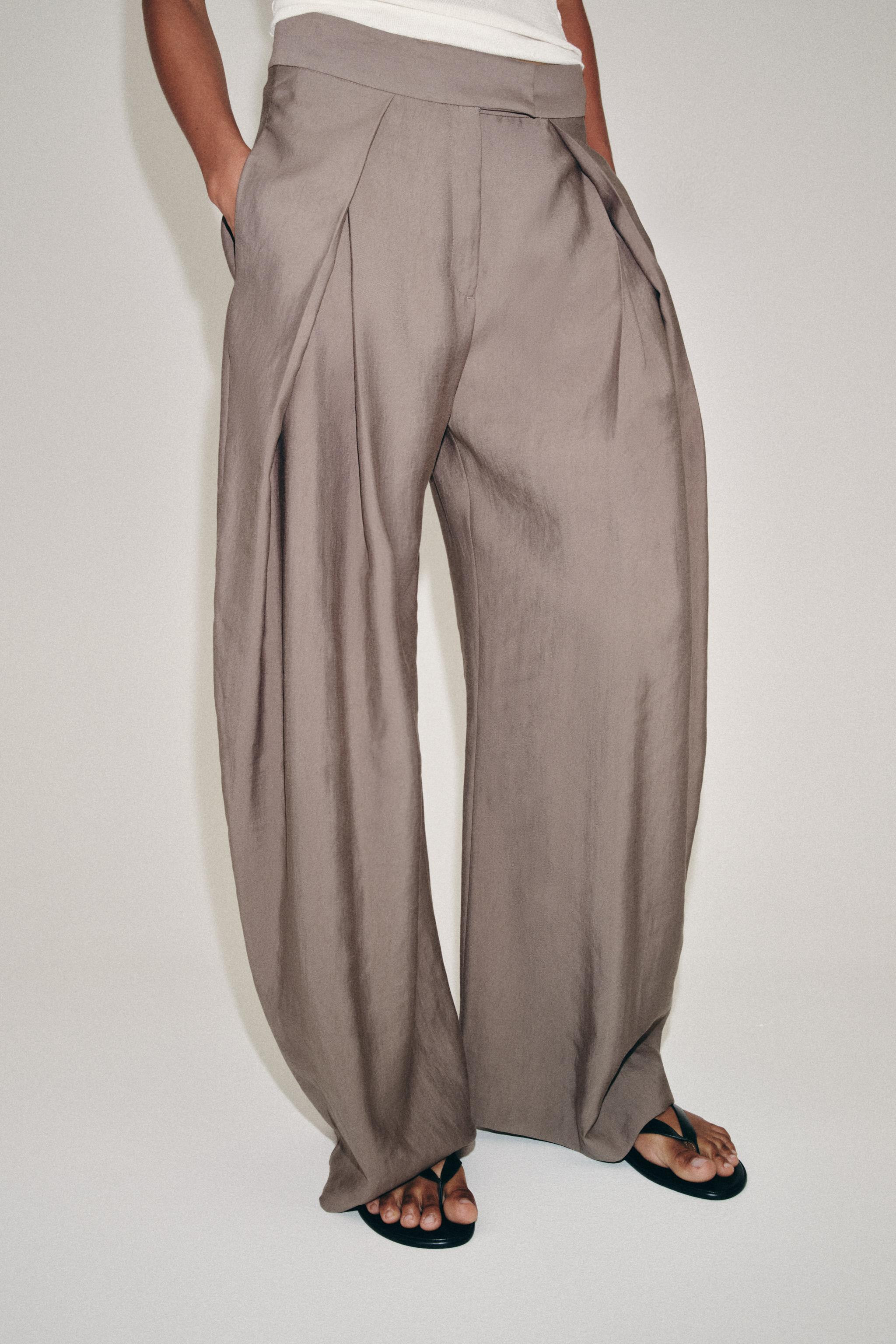 ZW COLLECTION PLEATED WIDE LEG PANTS | Zara US