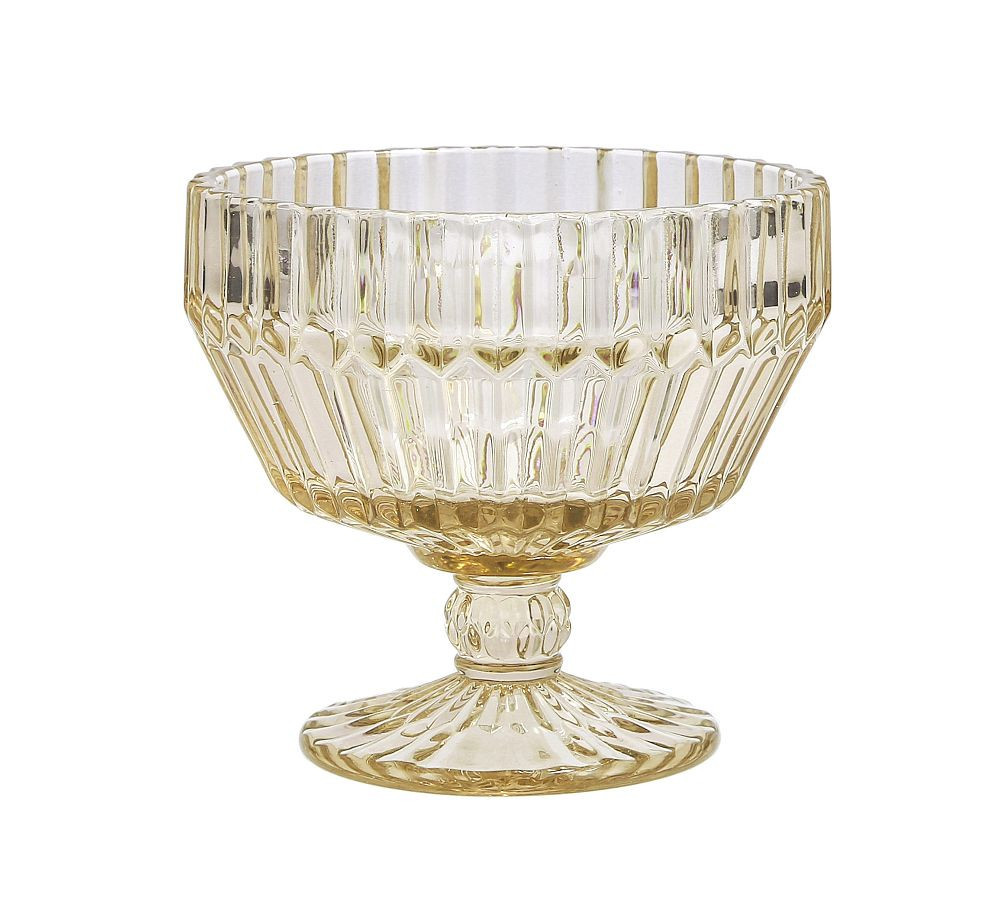 Fluted Glass Footed Bowl, Set of 4 - Gold | Pottery Barn (US)