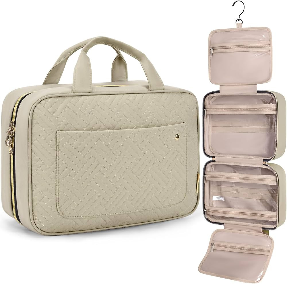 BAGSMART Toiletry Bag Travel Bag with Hanging Hook, Water-resistant Makeup Cosmetic Bag Travel Or... | Amazon (US)