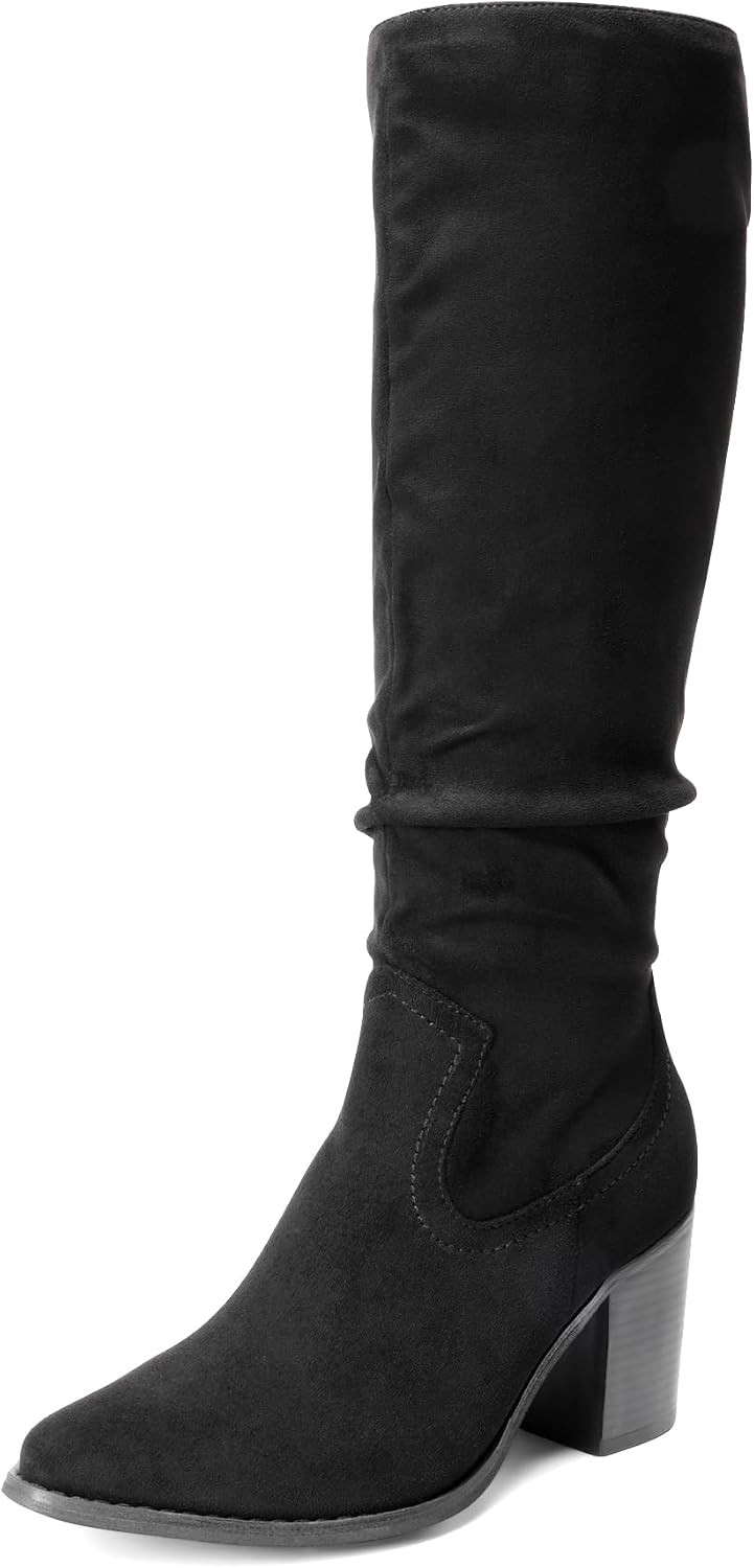 DREAM PAIRS Women's Slouchy Knee-High Chunky Heel Boots | Amazon (US)