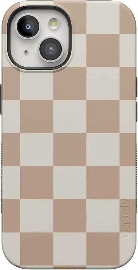 Casely iPhone 15 Case | Fit Check | Neutral Checkerboard | Bold Case | Compatible with MagSafe | Amazon (US)