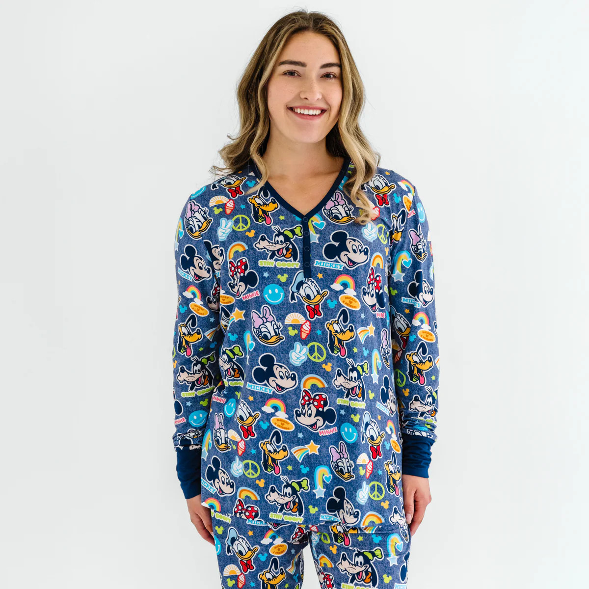 Navy Disney Mickey's Clubhouse Women's Long Sleeve Pajama Top | Little Sleepies