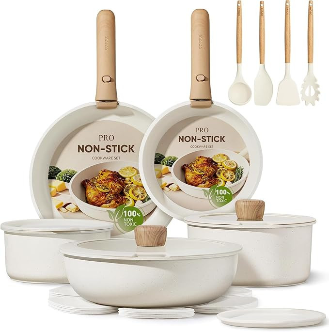 CAROTE 19pcs Pots and Pans Non Stick, Cookware Sets Detachable Handle, Induction Kitchen Pots and... | Amazon (US)