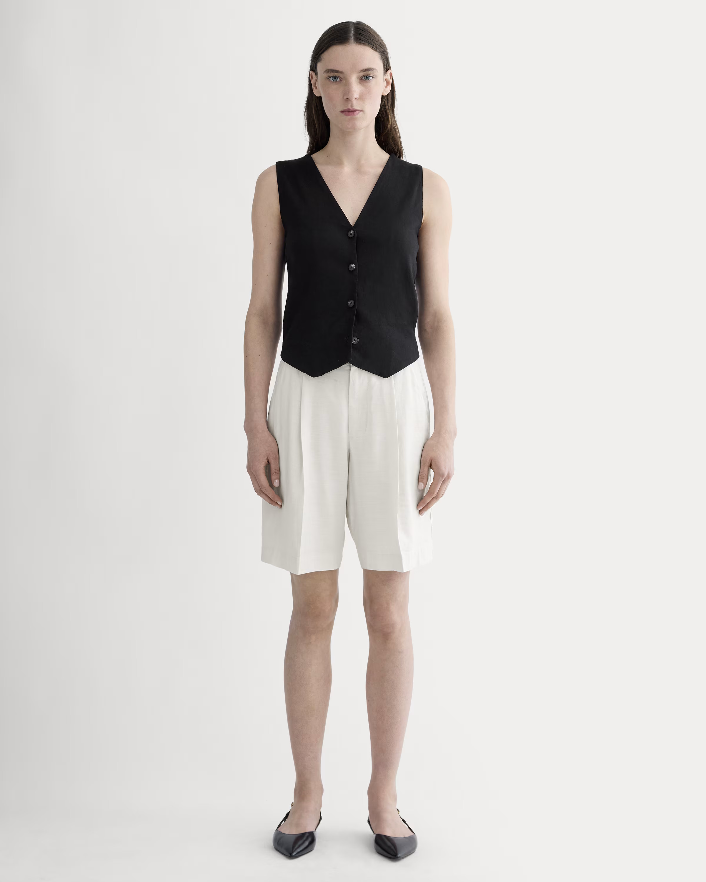 The Pleated Short in Stretch Linen | Everlane