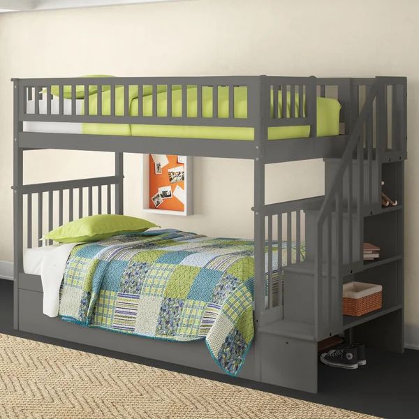 Ilariana Heavy Duty Wood Staircase Bunk Bed with Under Bed Trundle Bed | Wayfair North America
