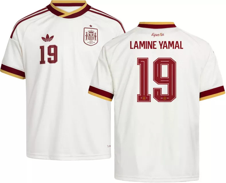 adidas Youth Spain Lamine Yamal #10 Off-White 2026 Away Replica Jersey, Large | DICK'S Sporting Goods