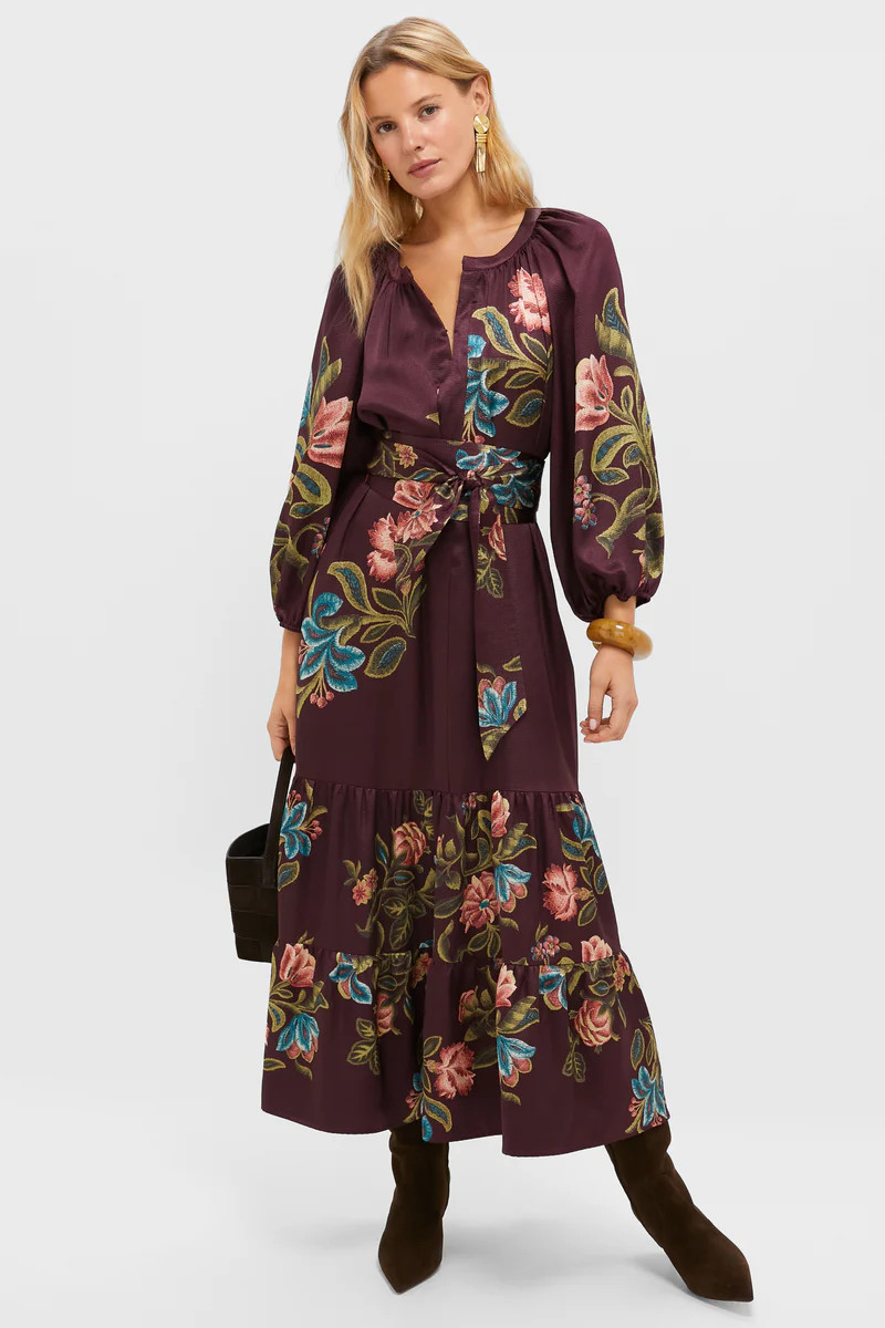 Winetasting Dianthus Jacquard Lyles Dress | Tuckernuck (US)