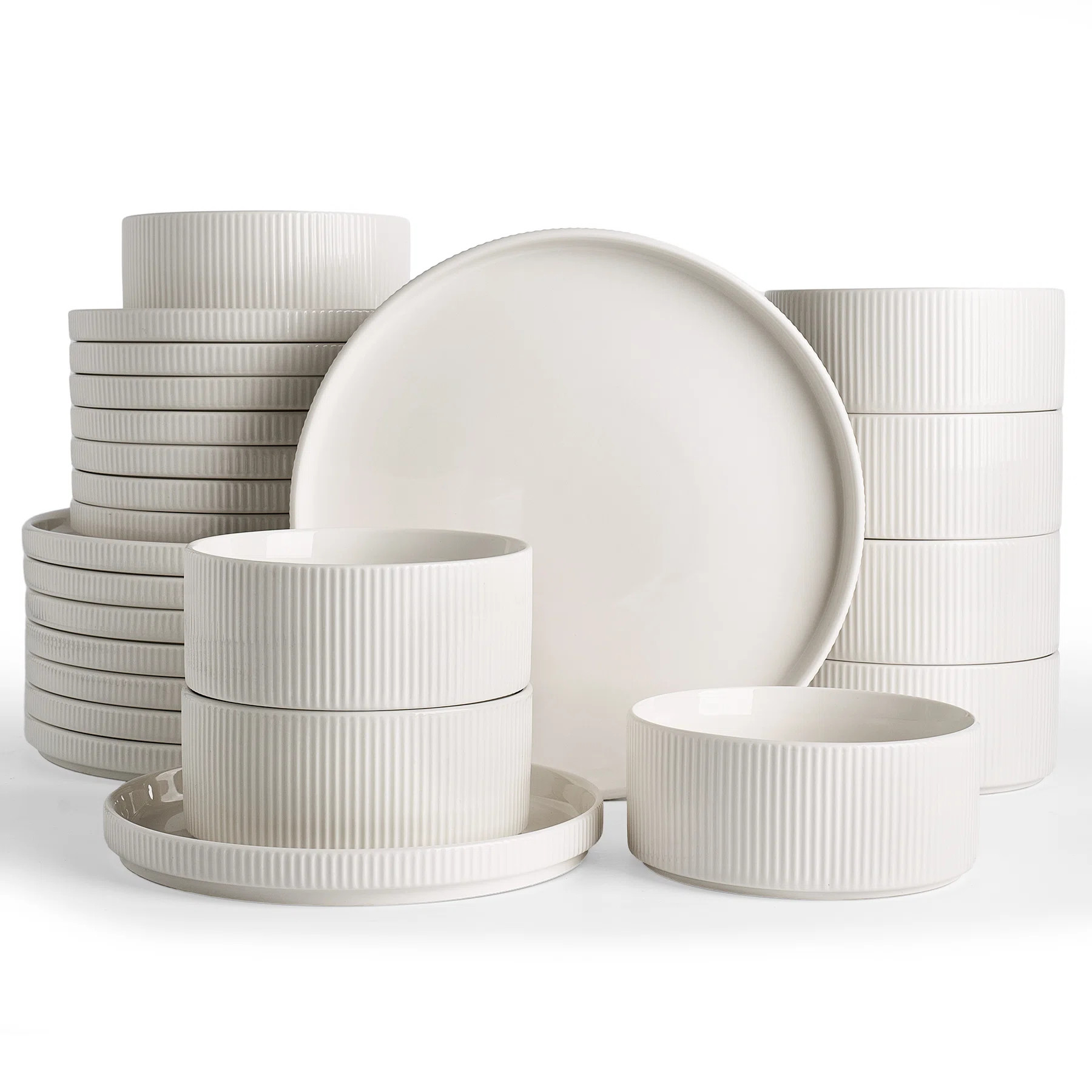 24 Pieces Porcelain Dinnerware Set, White | Wayfair North America