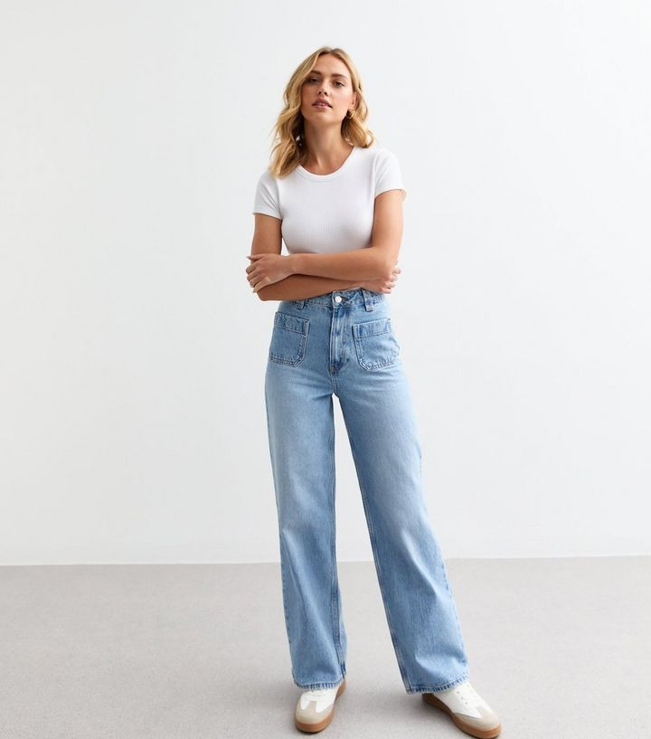Blue Patch Pocket Wide Leg Jeans 
						
						Add to Saved Items
						Remove from Saved Items | New Look (UK)