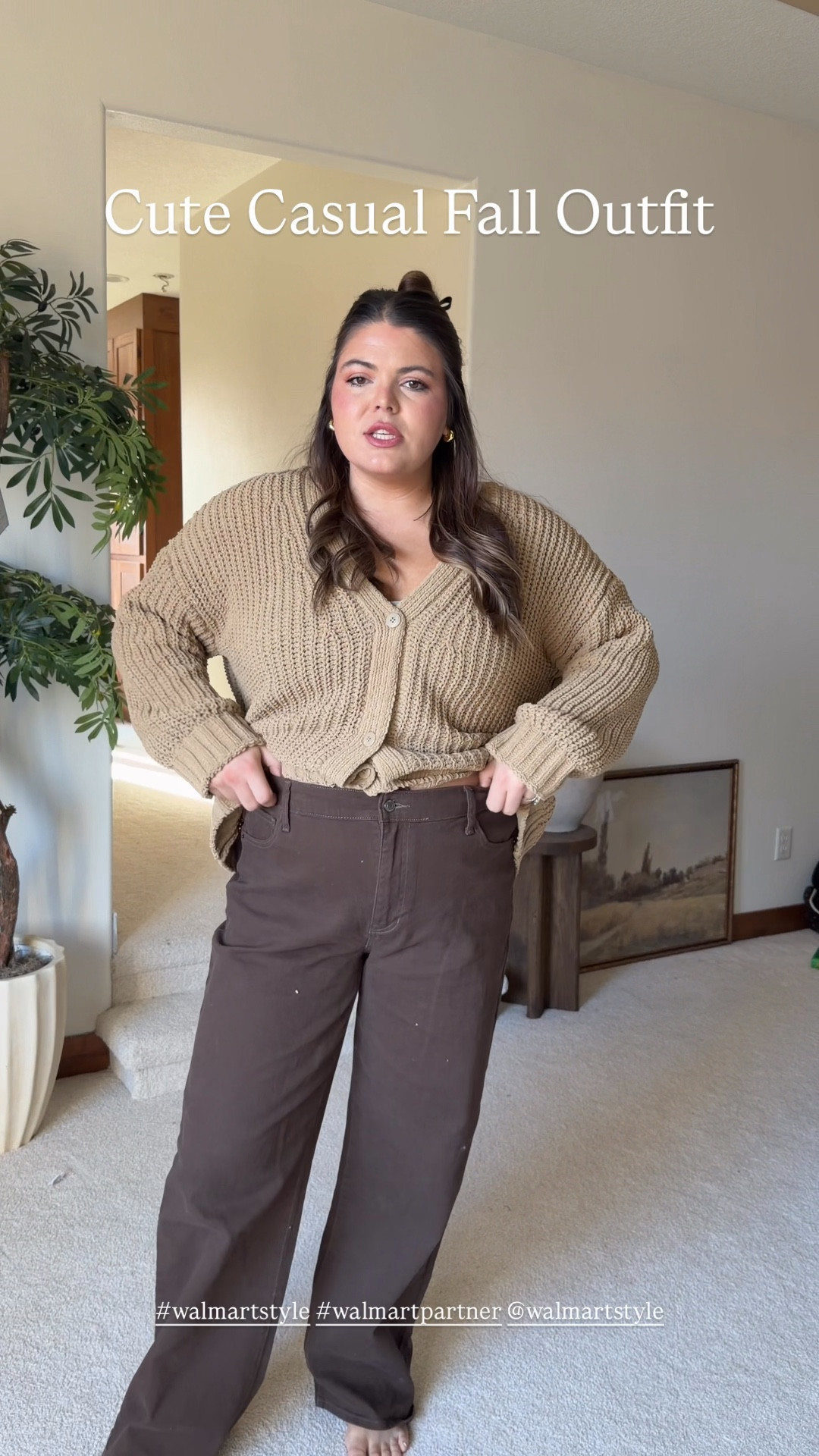 Casual neutral fall outfit inspired! Size xl in the cardigan and 16 in the denim!

#walmartpartner #walmartstyle @walmartstyle 