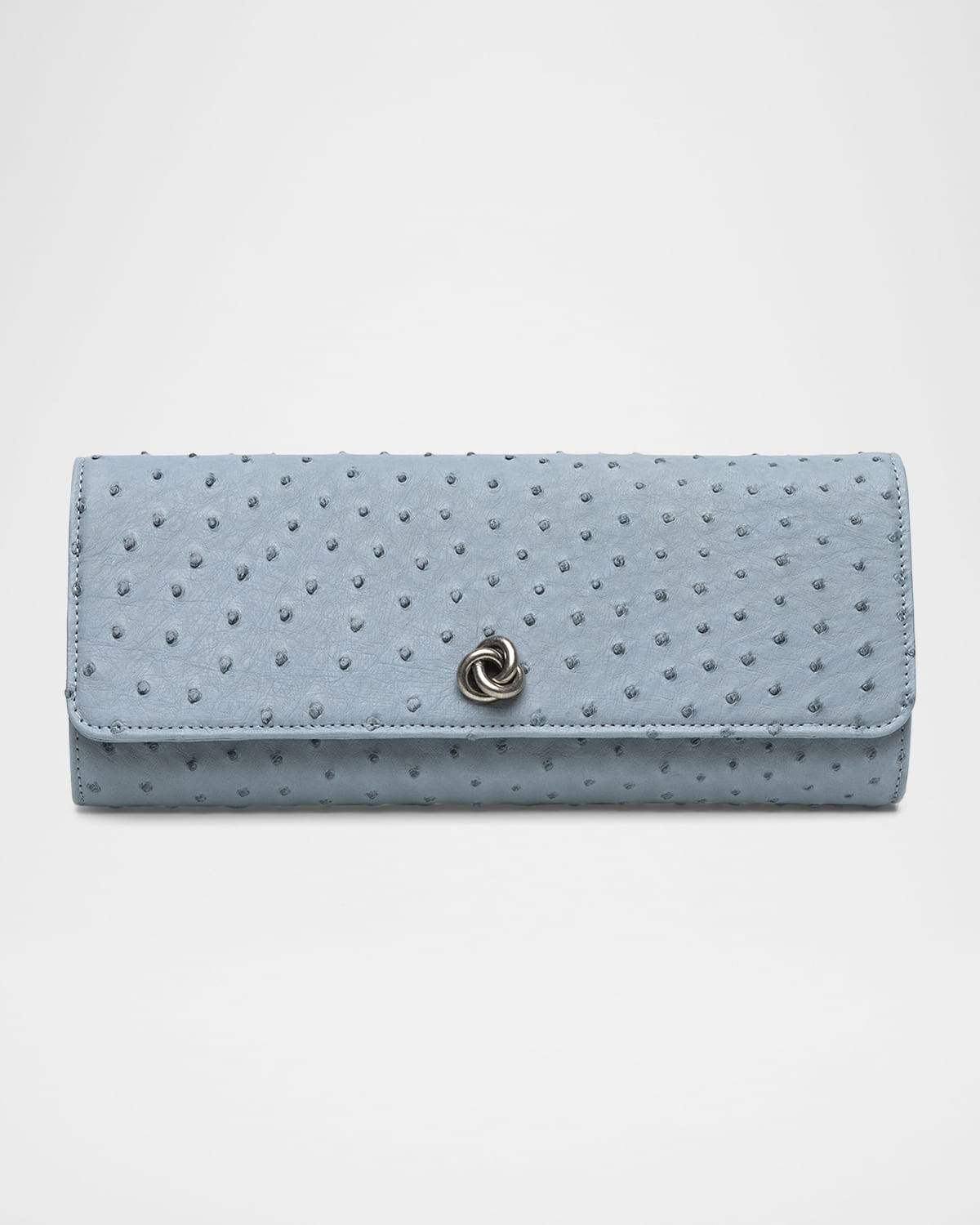 Robbie Ostrich Leather Flap Clutch Bag | Neiman Marcus