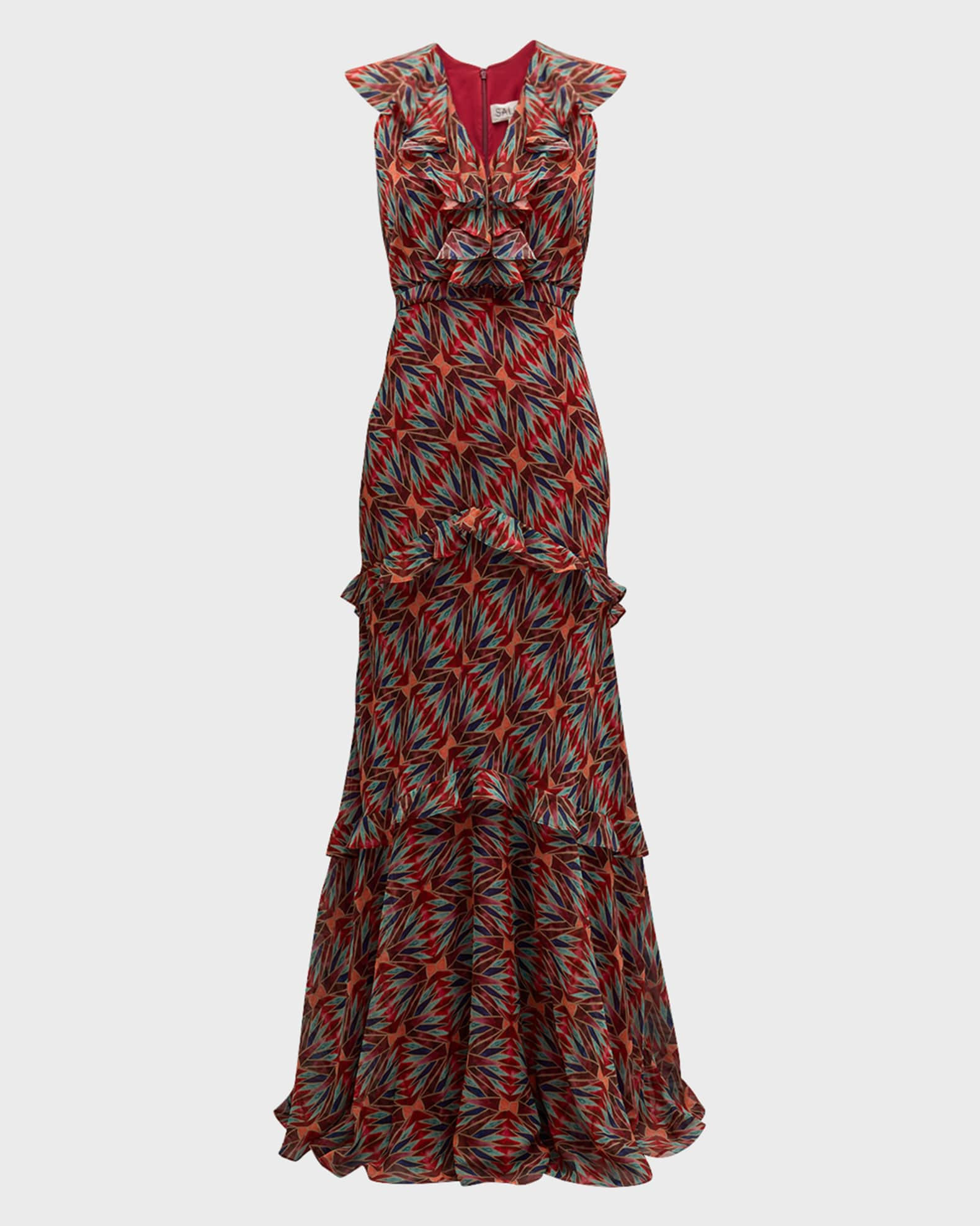 Rita Tiered Ruffle Cocktail Dress | Neiman Marcus