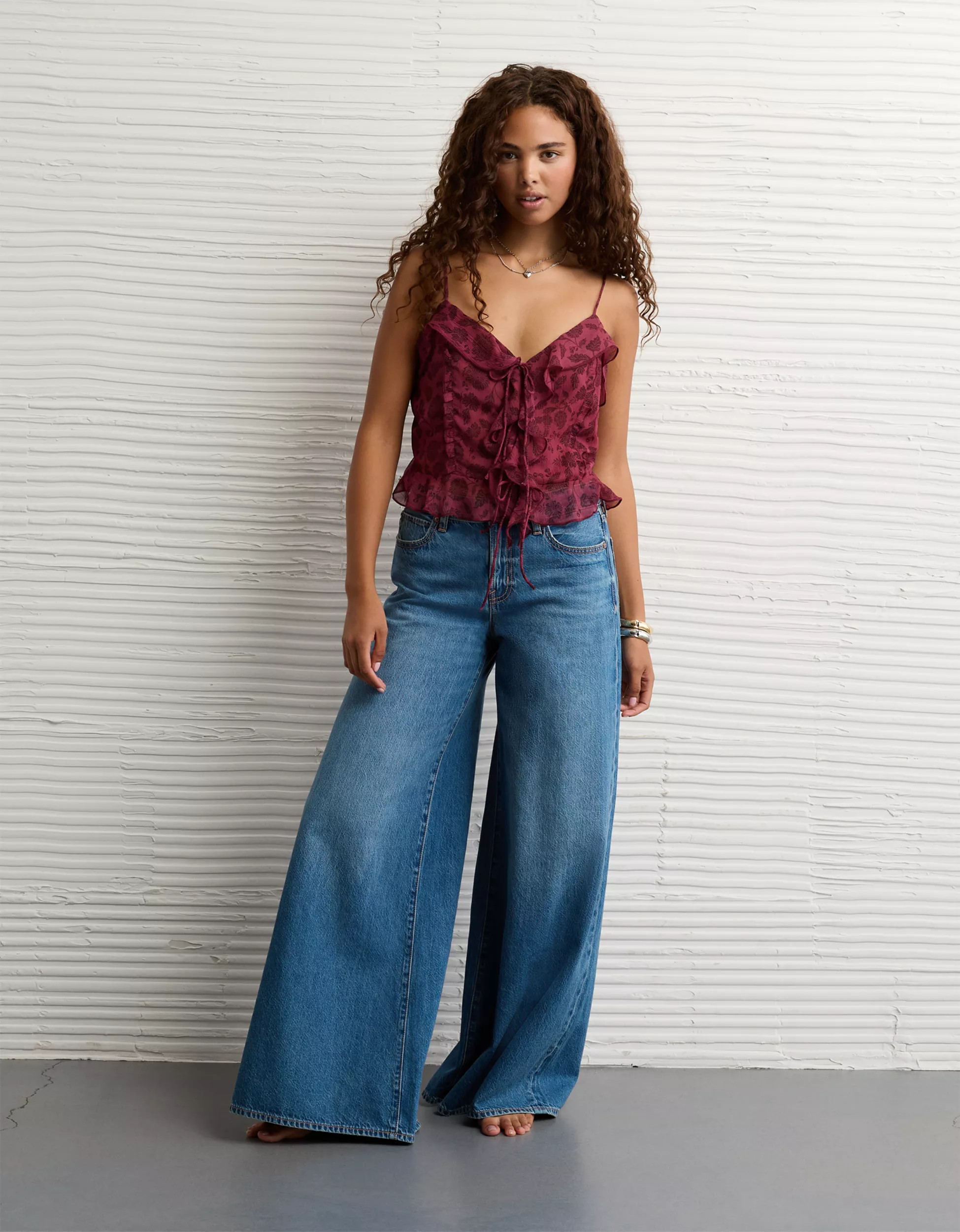 AE Ruffled Chiffon Cami Top | American Eagle Outfitters (US & CA)