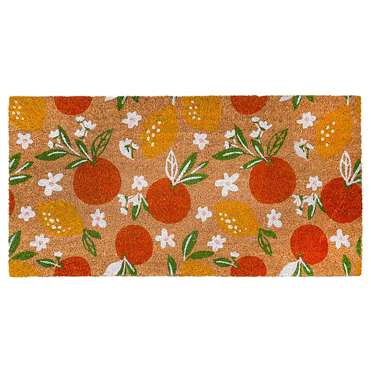 New! Oranges and Lemons Floral Doormat | Kirkland's Home