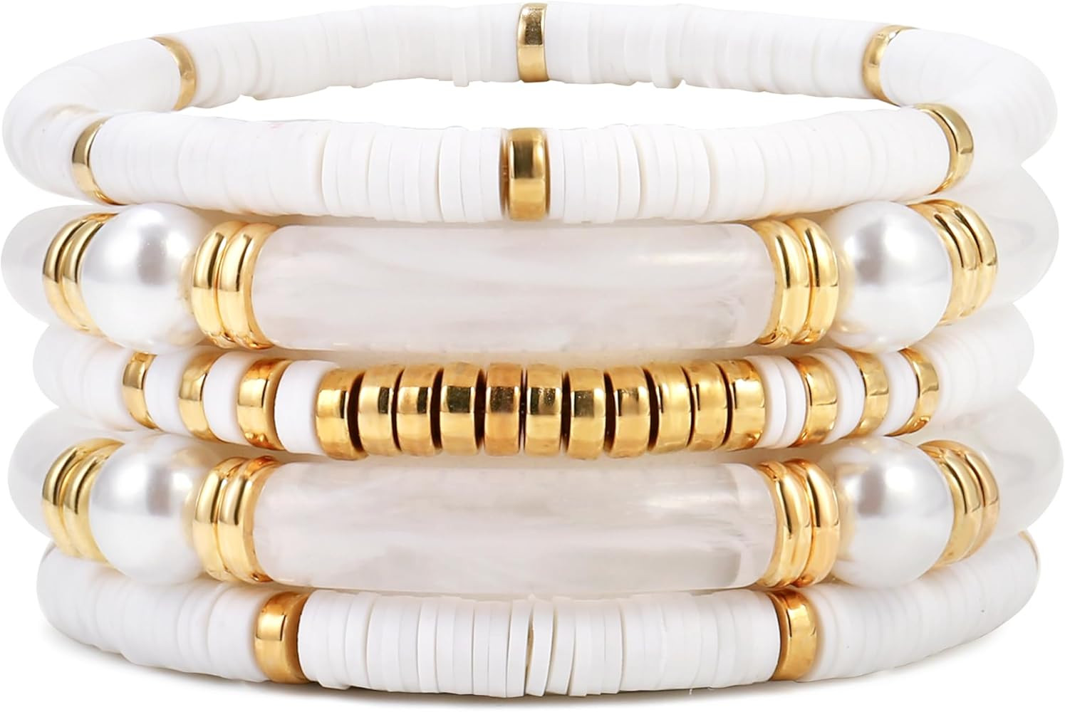 Elegance 11 designs colorful bracelets for women Surfer Thick Tube Heishi Summer Beach Beaded Sta... | Amazon (US)