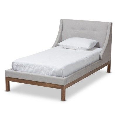 Louvain Modern and Contemporary Fabric Upholstered Walnut - Finished Platform Bed Grayish Beige -... | Target