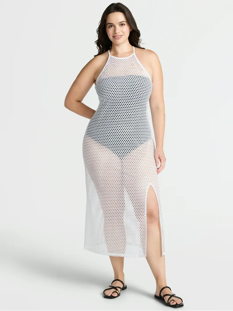 Time and Tru Women's and Women's Plus Halter Swim Coverup Dress. Sizes XS-3X | Walmart (US)