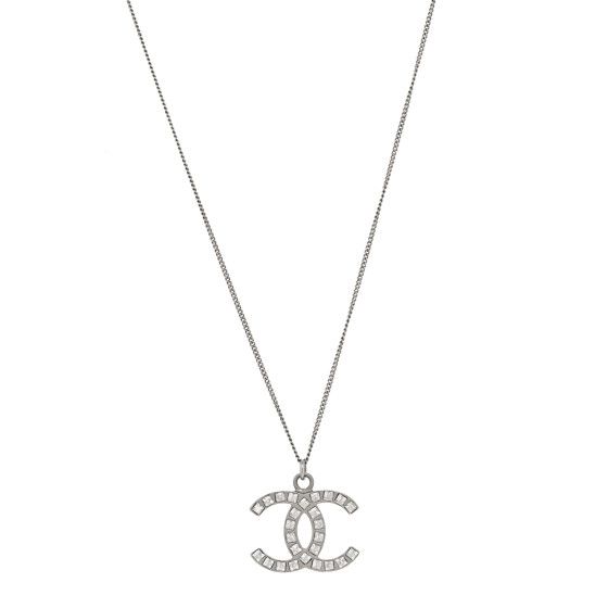 Baguette Crystal CC Necklace Silver | FASHIONPHILE (US)