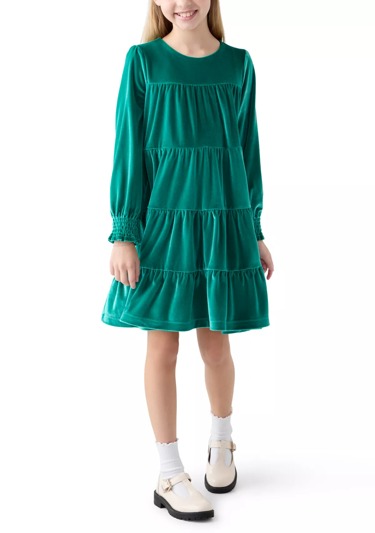 Girls 7-16 Tiered Velvet Dress | Belk