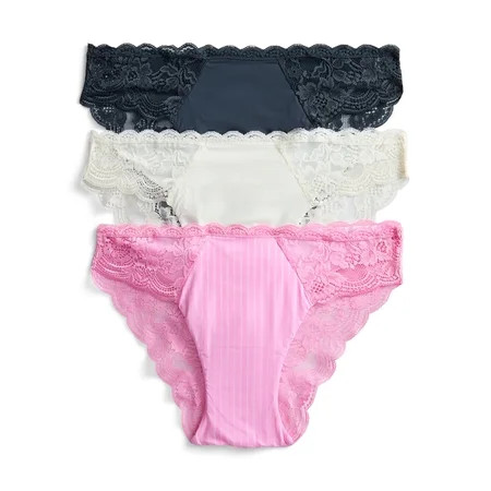 Joyspun Women s Microfiber and Lace Cheeky Panties 3-Pack Sizes XS-3XL | Walmart (US)