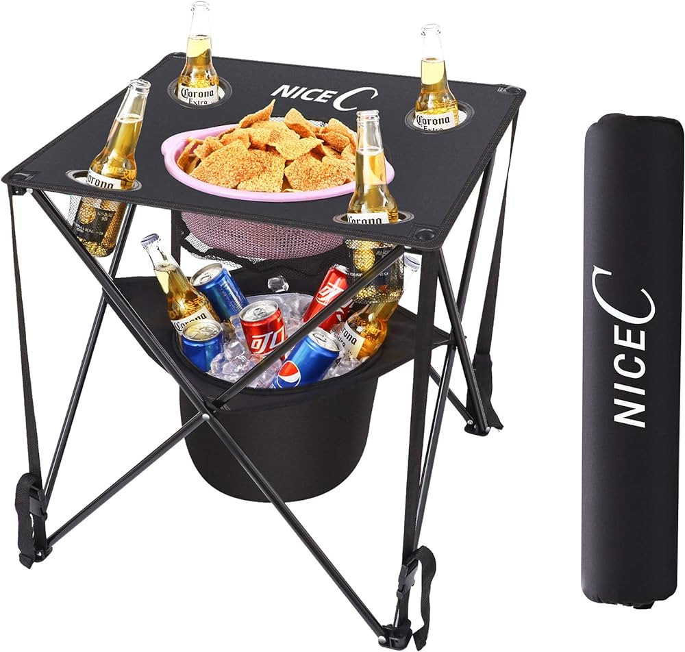 NiceC Cooler with Table, Tailgating Table, Camping Table with Cup Holder, Beach Table, Canvas Tab... | Amazon (US)