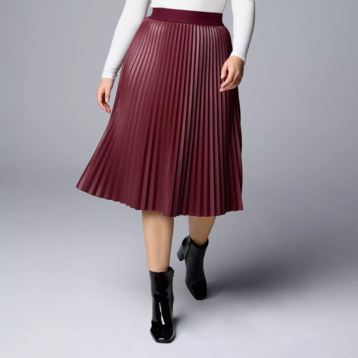 Women's Simply Vera Vera Wang Faux-Leather Pleated Skirt | Kohl's