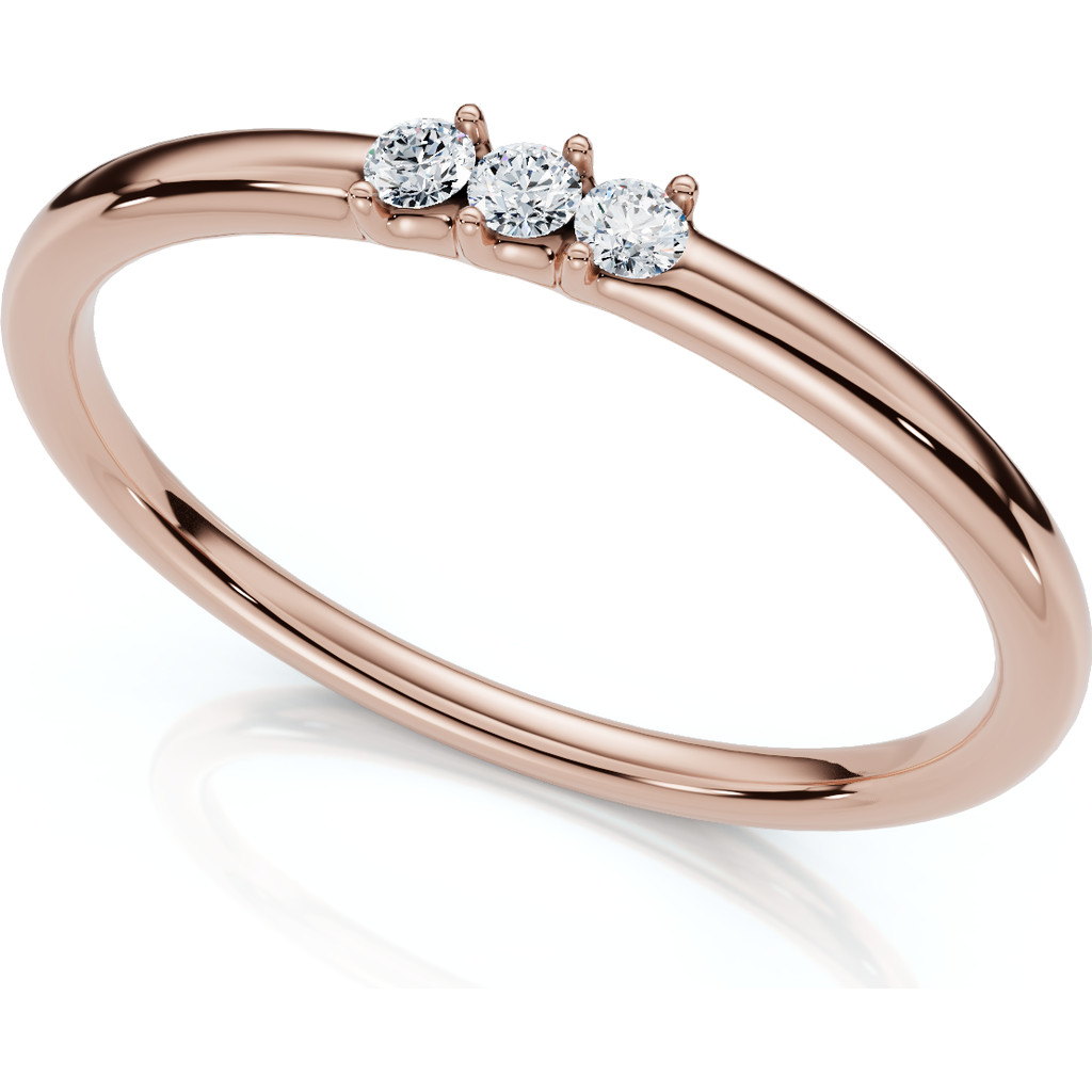 Bliss Diamond Delicate Diamond 3-Stone Minimalist Anniversary Wedding Ring 14k Gold Lab Grown in ... | Nordstrom