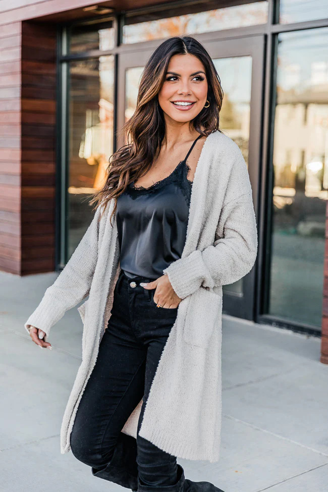 Around The Corner Beige Fuzzy Cardigan FINAL SALE | The Pink Lily Boutique