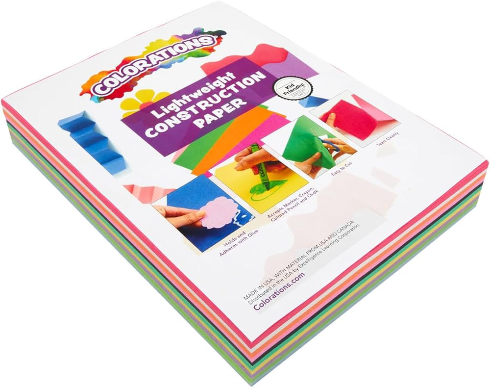 Colorations Lightweight Construction Paper, Value Pack, 10 Colors, 300 Sheets with Bonus Stencil,... | Amazon (US)