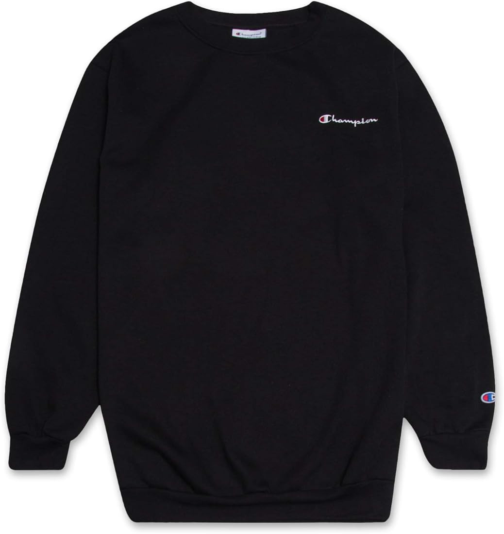 Champion Crewneck Fleece Sweatshirt for Men's Big and Tall with Script Logo Black at Amazon Men... | Amazon (US)