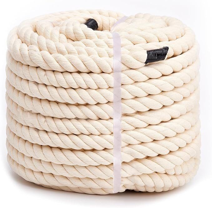 Natural Cotton Rope (3/4inches x 100ft), 3-Strand Twisted Cotton Rope, Natural Thick White Rope, ... | Amazon (US)