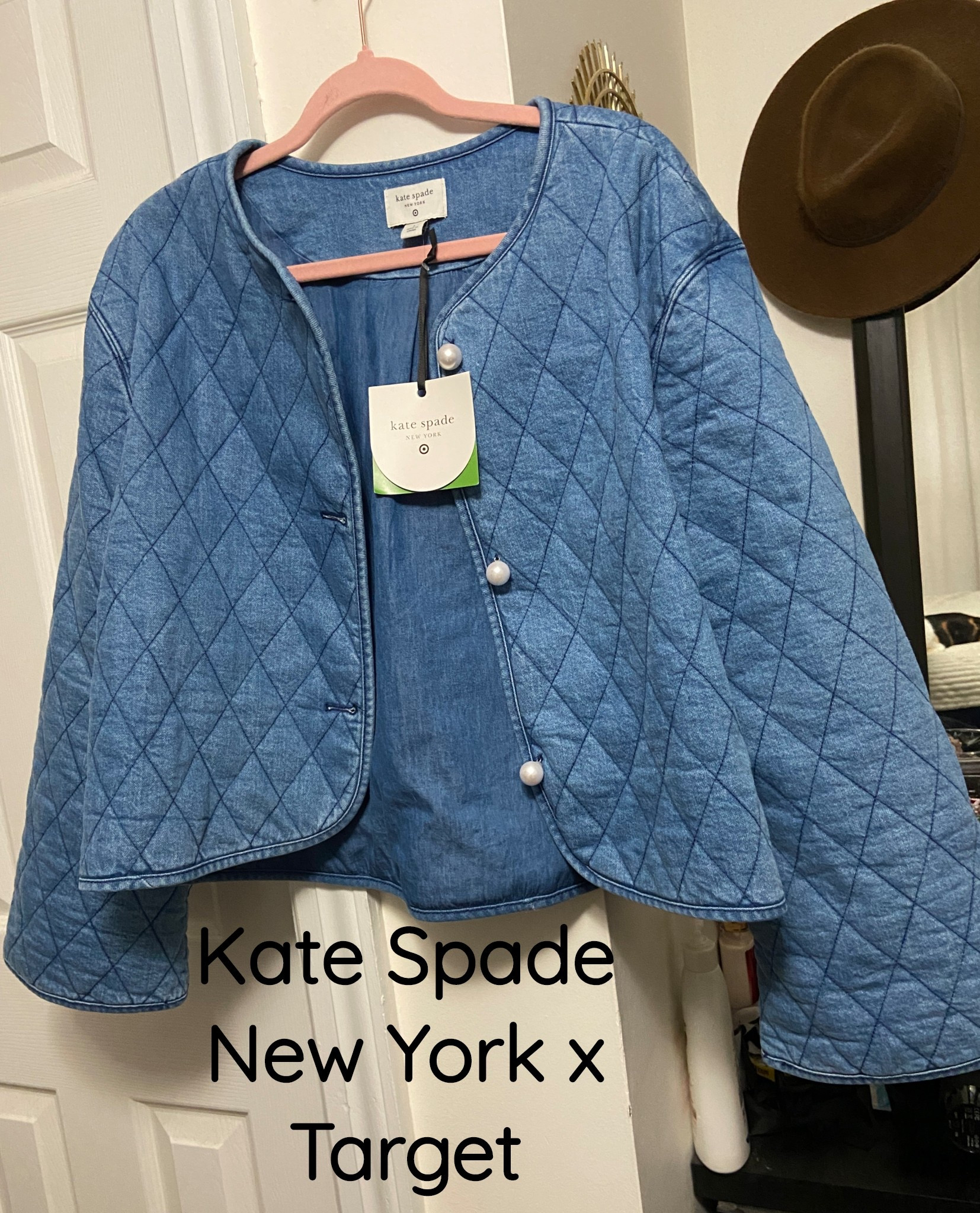 Mother’s Day came early for me!  I got a Kate Spade New York x Target Quilted Denim Jacket! The pearl button detail is so pretty. I got a size large. It’s a looser fit, kinda boxy. Would be gorgeous with anything high-waisted. 

#LTKFindsUnder100 #LTKWorkwear #LTKGiftGuide