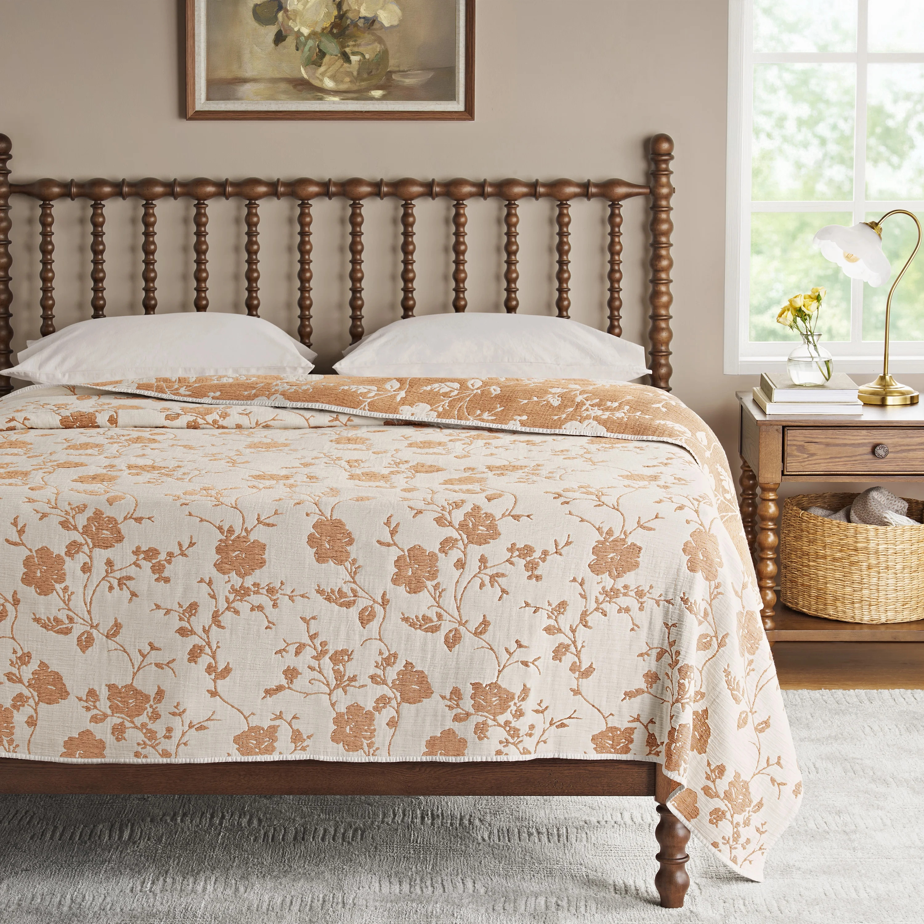 The Pioneer Woman Agatha Floral Gauze Quilt, Full/Queen, Blue Dust, Reversible Bedding | Walmart (US)