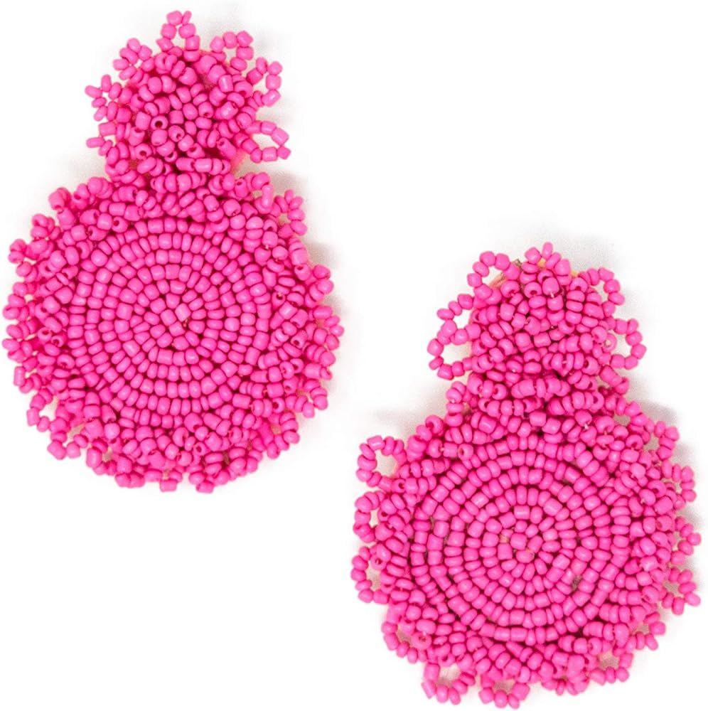 Statement Earrings, Seed Bead Circular Drop Earrings, Beaded Colorful Round Statement Earrings, S... | Amazon (US)