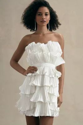 Amur Reed Strapless Pleated Shell Mini Dress | Anthropologie (US)