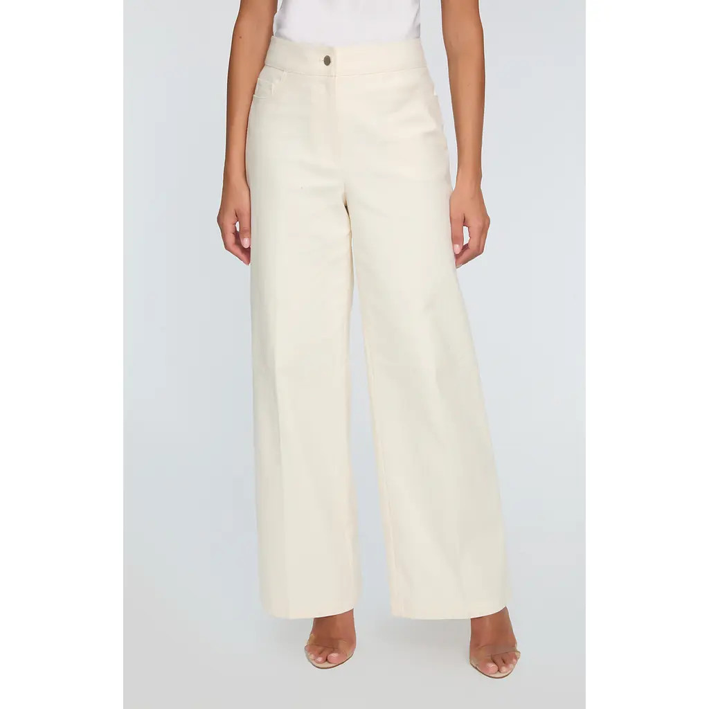 Elie Tahari The Leith High Waist Stretch Cotton Pants in Ecru at Nordstrom, Size 12 | Nordstrom
