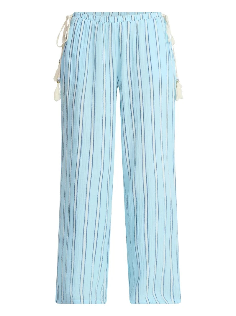 No Boundaries Cotton Gauze Side Tie Beach Pants, 31.5" Inseam, Women's XXS-4X - Walmart.com | Walmart (US)