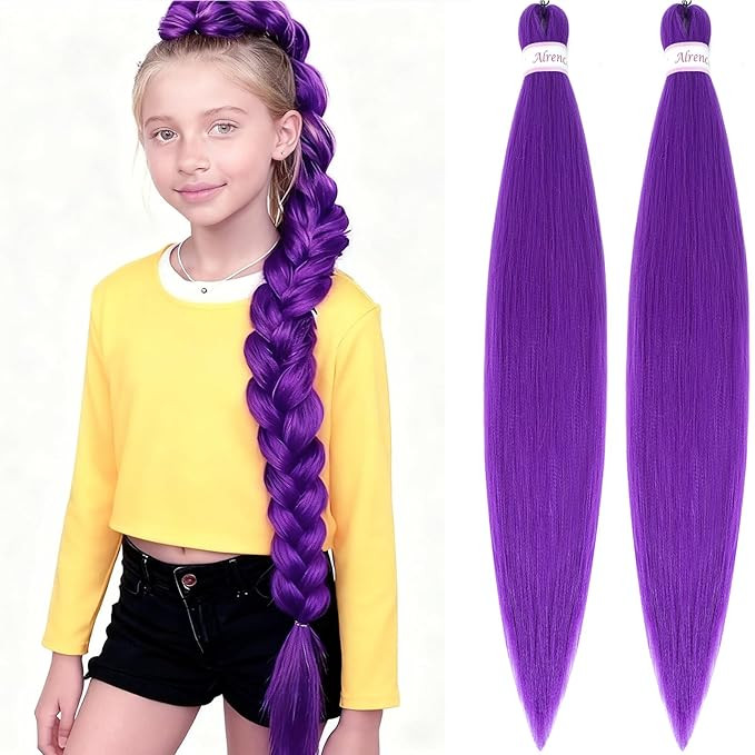 Alrence Purple Braiding Hair Pre Stretched Long Braid 30 Inch 2 Packs Professional Braiding Hair ... | Amazon (US)